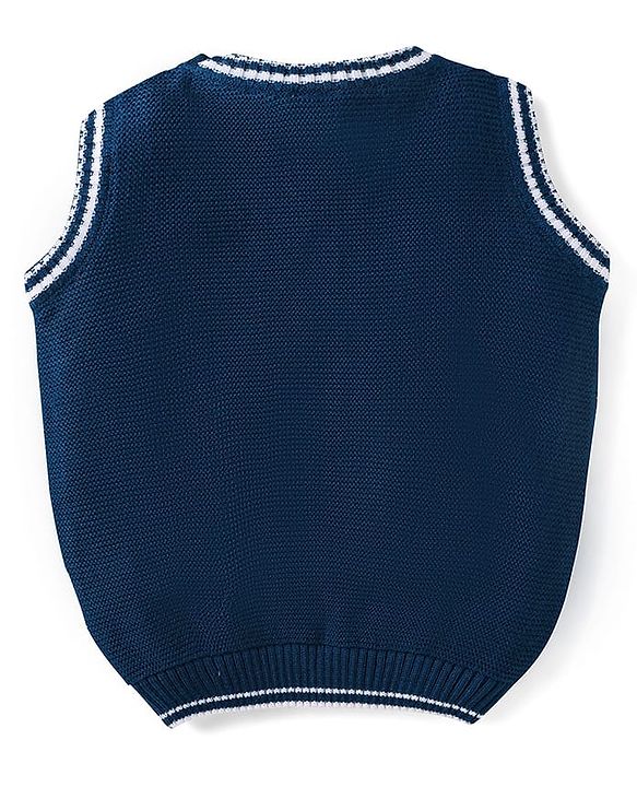 Babyhug Knit Sleeveless Solid Color Sweater Vest - Navy Blue