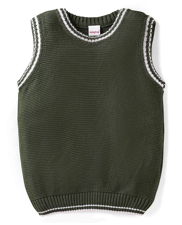 Babyhug Knit Sleeveless Solid Color Sweater Vest - Navy Blue