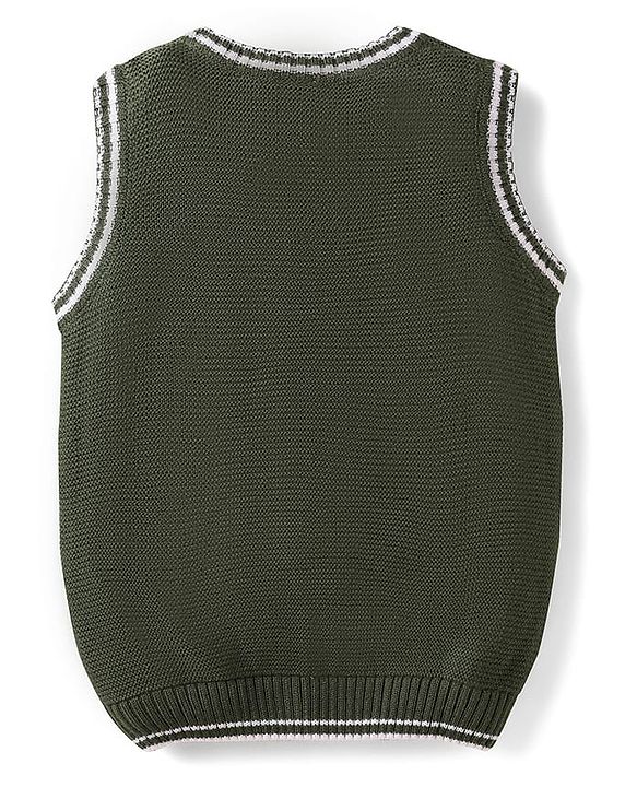 Babyhug Knit Sleeveless Solid Color Sweater Vest - Navy Blue