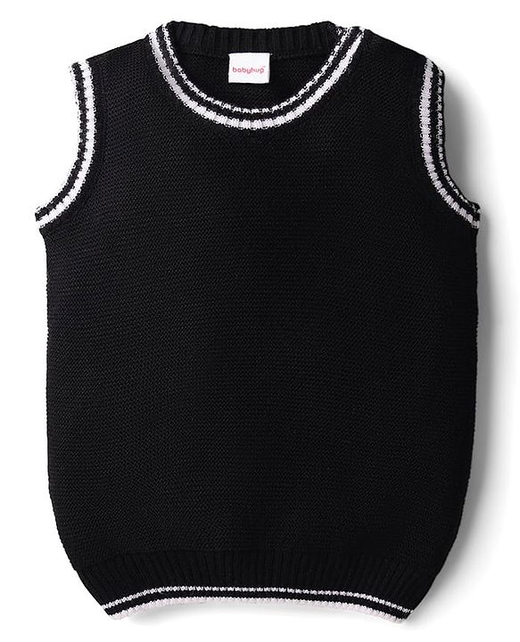 Babyhug Knit Sleeveless Solid Color Sweater Vest - Navy Blue