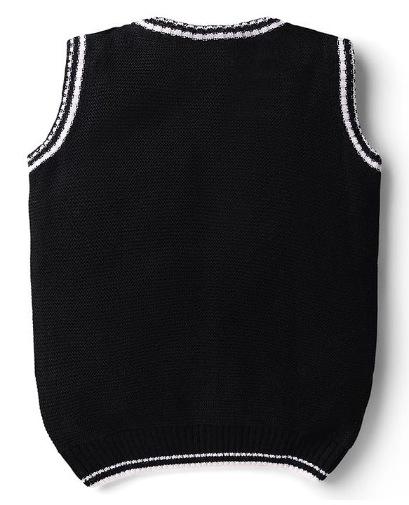 Babyhug Knit Sleeveless Solid Color Sweater Vest - Navy Blue