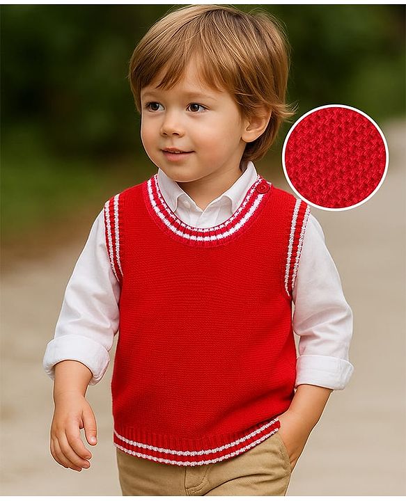 Babyhug Knit Sleeveless Solid Color Sweater Vest - Navy Blue