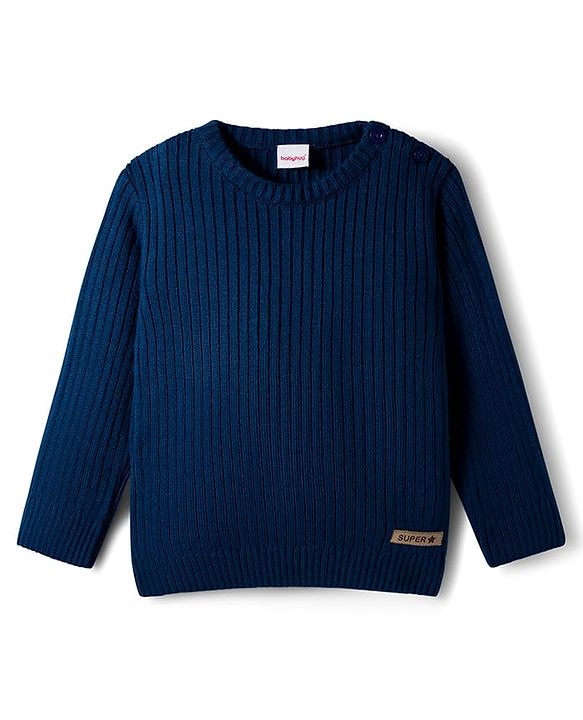 Babyhug Knit Full Sleeves Solid Color Pullover Sweater - Olive Green