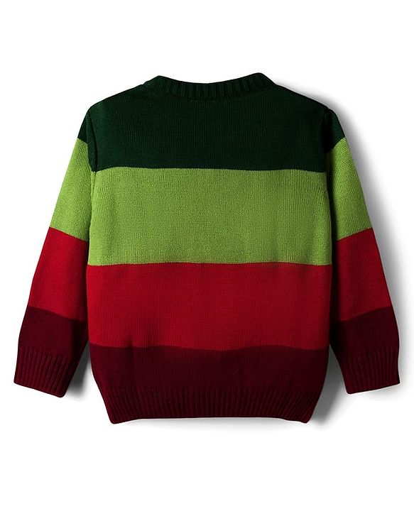 Babyhug Knit Full Sleeves Pullover Sweater with Color Block - Multicolor