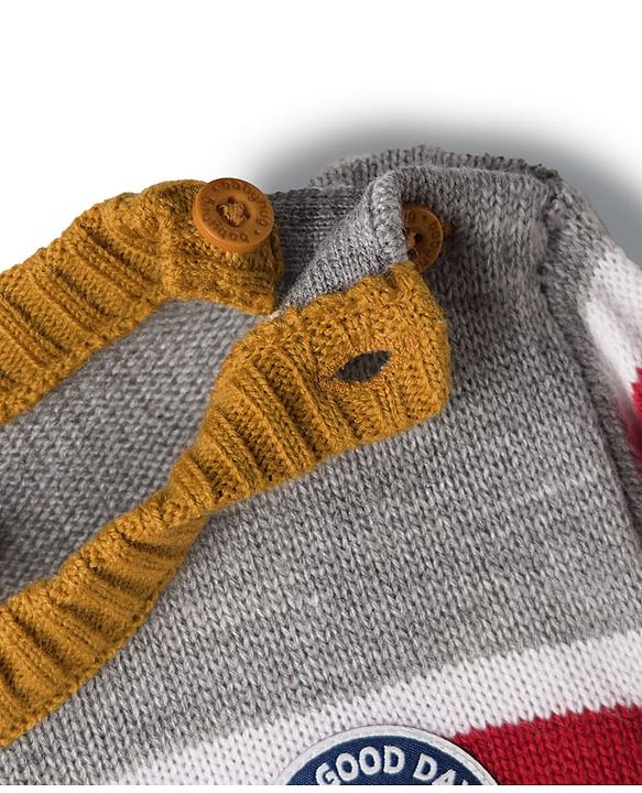 Babyhug Knit Full Sleeves Pullover Sweater with Stripes - Multicolor