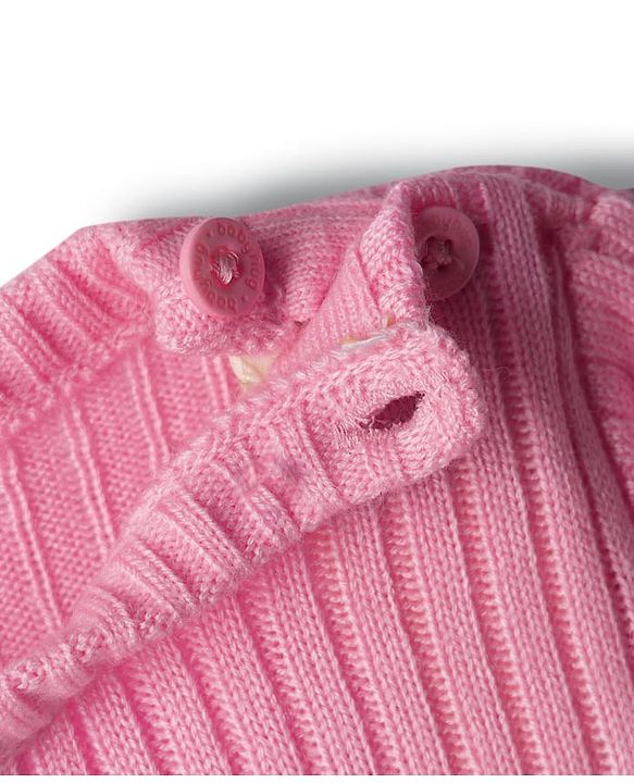 Babyhug Knit Full Sleeves Pullover Sweater with Heart Embroidery - Pink