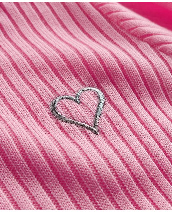 Babyhug Knit Full Sleeves Pullover Sweater with Heart Embroidery - Pink