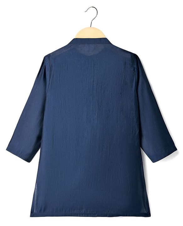 Babyhug Full Sleeves Kurta Pajama Set with Embroidered Jacket - Navy Blue