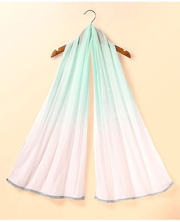 Babyhug Woven Half Sleeves Lehenga Choli & Dupatta Set With Floral Embroidery - Aqua