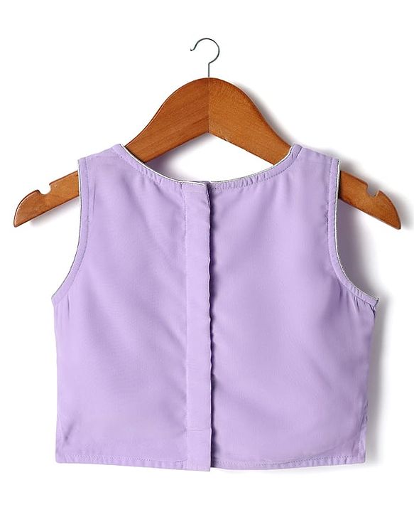 Babyhug Woven Sleeveless Georgett Pitta Work Embriodered Lehenga Choli & Dupatta Set - Purple