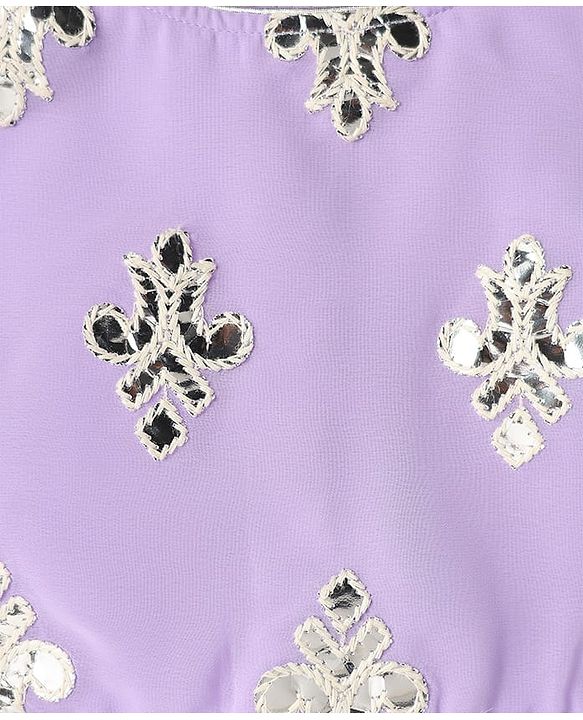 Babyhug Woven Sleeveless Georgett Pitta Work Embriodered Lehenga Choli & Dupatta Set - Purple