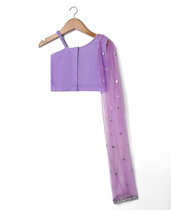 Babyhug Woven Lehenga Choli Set With Sequin Detailing & Dupatta - Lavender