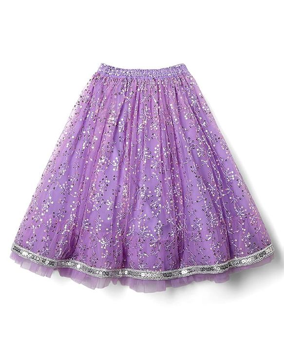 Babyhug Woven Lehenga Choli Set With Sequin Detailing & Dupatta - Lavender