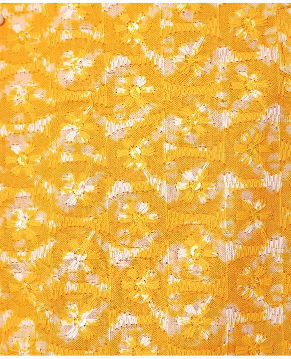 Babyhug Woven Mandarin Collar Full Sleeves Kurta Dhoti Set With Abstract Print - Yellow