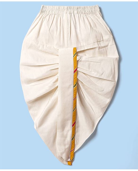 Babyhug Woven Mandarin Collar Full Sleeves Kurta Dhoti Set With Textured Print - Yellow