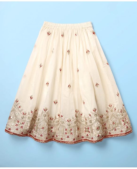 Babyhug Woven Sleeveless Lehenga Choli Set With Sequin Detailing & Dupatta - White