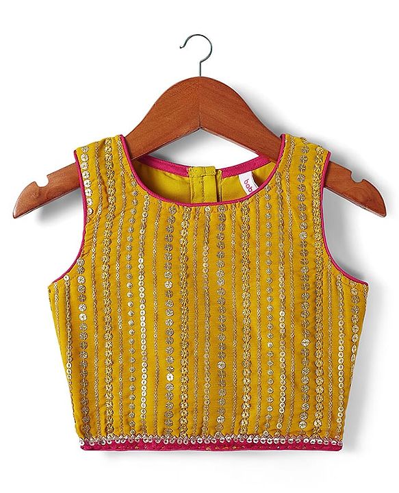 Babyhug Woven Sleeveless Lehenga Choli & Dupatta With Floral & Sequin Embriodery - Fuschia