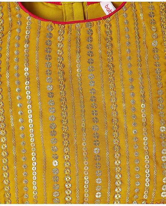 Babyhug Woven Sleeveless Lehenga Choli & Dupatta With Floral & Sequin Embriodery - Fuschia