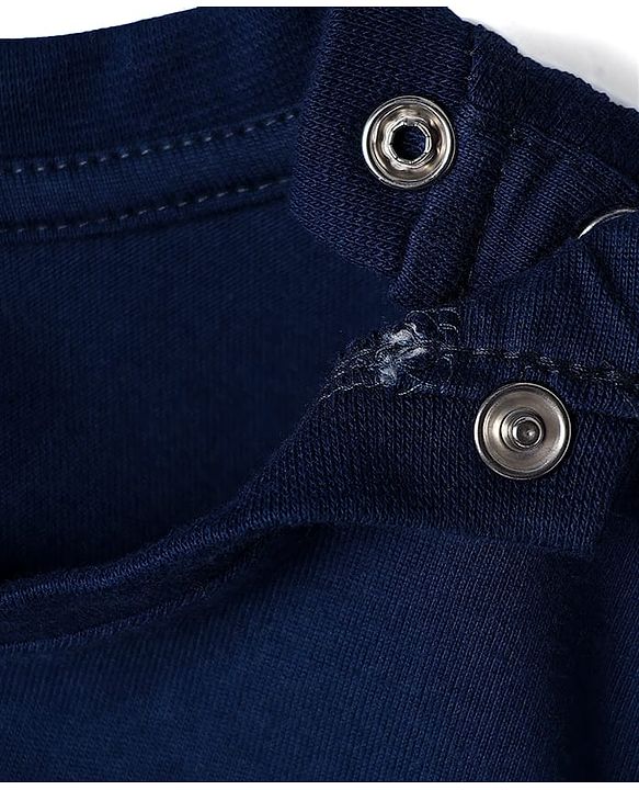 Babyhug Cotton Knit Half Sleeves Night Suit With Fox & Floral Print - Navy Blue