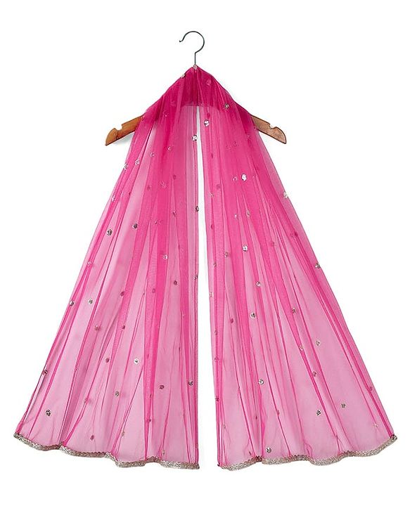 Babyhug Woven Full Sleeves Kurti Palazzo & Dupatta Set With Sequin Embriodery - Pink
