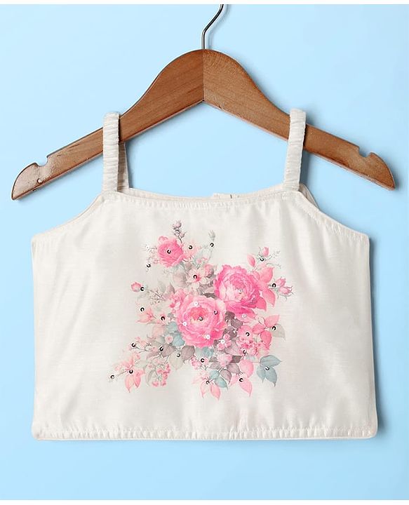 Babyhug Woven Full Sleeves Indo Western Set With Jacket & Floral Print - Pink & White