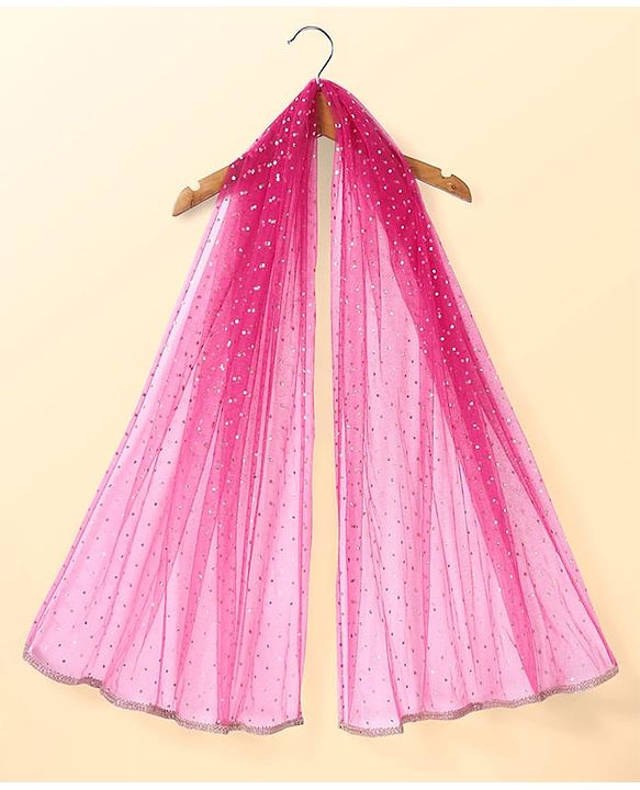 Babyhug Woven Sleeveless Lehenga Choli & Dupatta Set With Floral Embroidery - Fuschia & Yellow