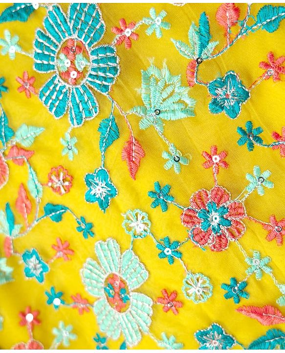 Babyhug Woven Flutter Sleeves Indo Western Set With Floral Print & Dupatta - Yellow
