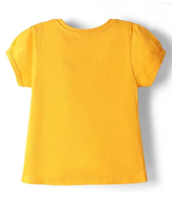 Babyhug Cotton Knit Half Sleeves Shorts Night Suit With Floral Print - Yellow