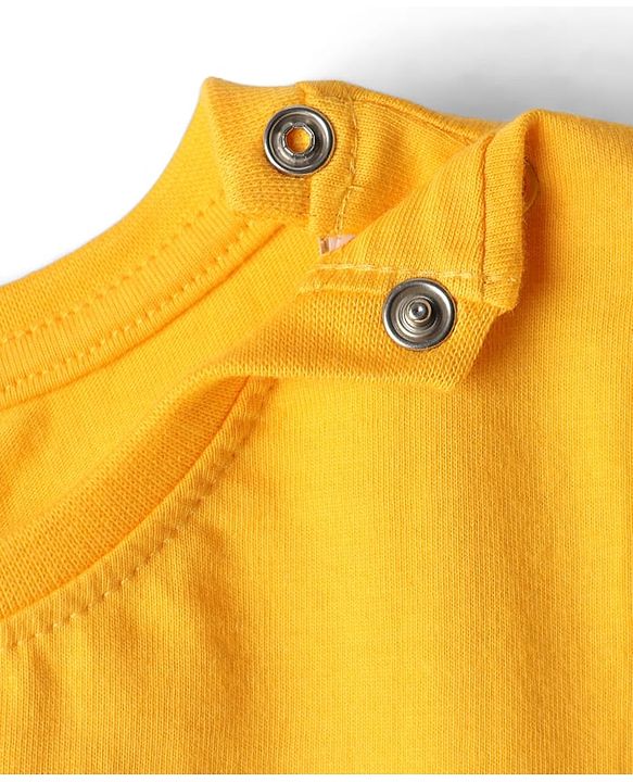 Babyhug Cotton Knit Half Sleeves Shorts Night Suit With Floral Print - Yellow