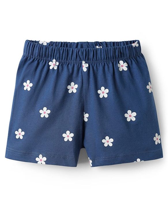 Babyhug Cotton Knit  Half Sleeves Shorts Night Suit with Butterfly Print - Blue