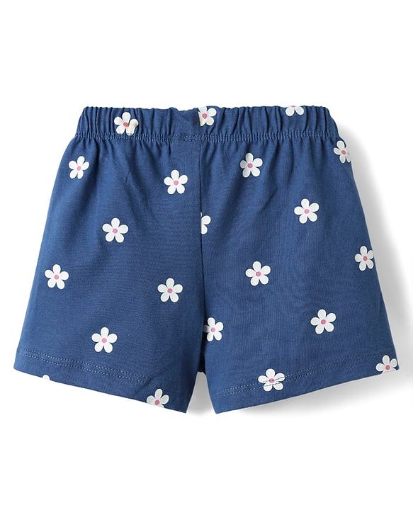 Babyhug Cotton Knit  Half Sleeves Shorts Night Suit with Butterfly Print - Blue