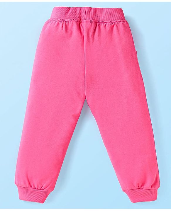 Babyhug Terry Knit Premium Light Gauge Terry Full Sleeves Top & Lounge Pant Set With Polka Dot Print & Lace Detailing - White & Pink