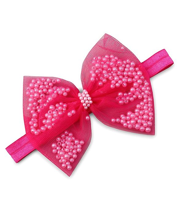 Babyhug Free Size Headbands with Bow Applique Pack of 3 - Pink Fuschia and Yellow