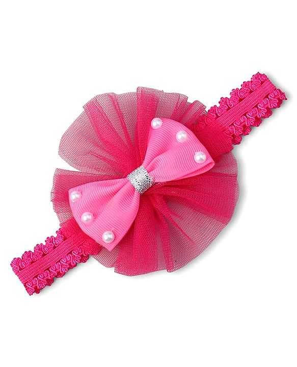 Babyhug Free Size HeadBand with Floral Applique Pack of 3 - White Pink and Fuschia