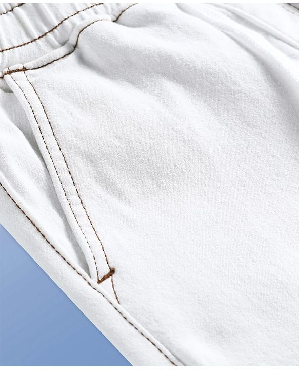 Pine Kids Woven Full Length Washed Denim Jeans - White