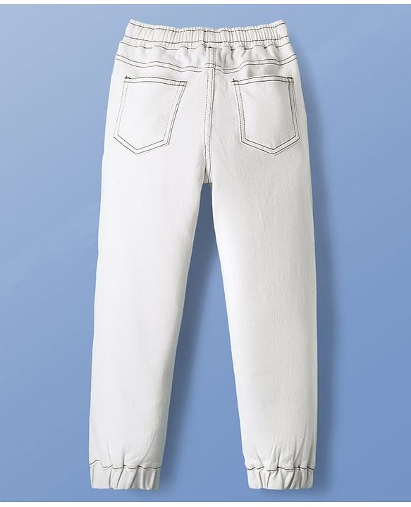 Pine Kids Woven Full Length Washed Denim Jeans - White