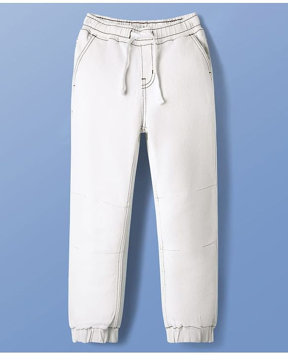 Pine Kids Woven Full Length Washed Denim Jeans - White