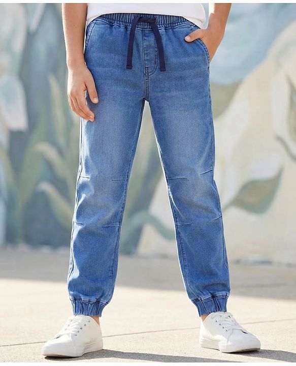 Pine Kids Denim Woven Full Length Washed Jeans - Blue