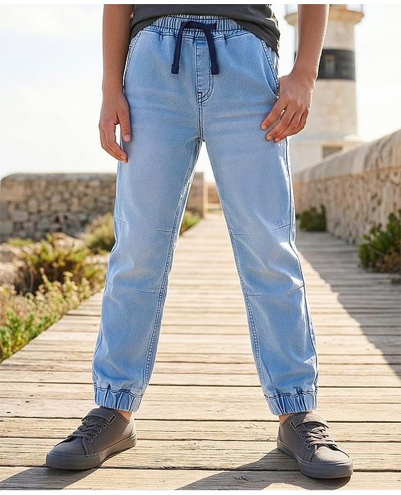 Pine Kids Denim Woven Full Length Washed Jeans - Blue
