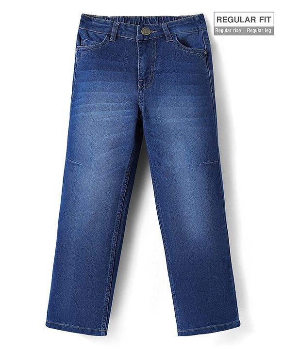 Pine Kids Woven Full Length Washed Denim Jeans - Blue