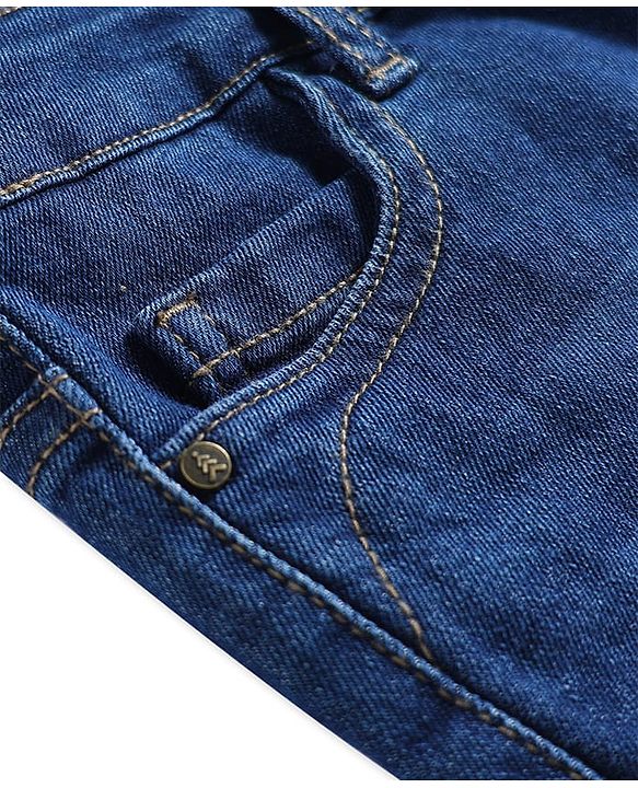 Pine Kids Woven Full Length Washed Denim Jeans - Blue