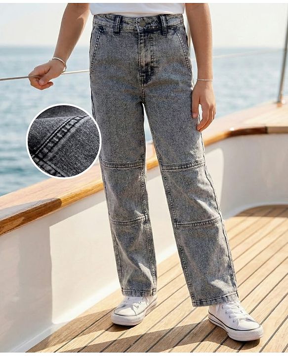 Pine Kids Woven Full Length Washed Jeans - Grey