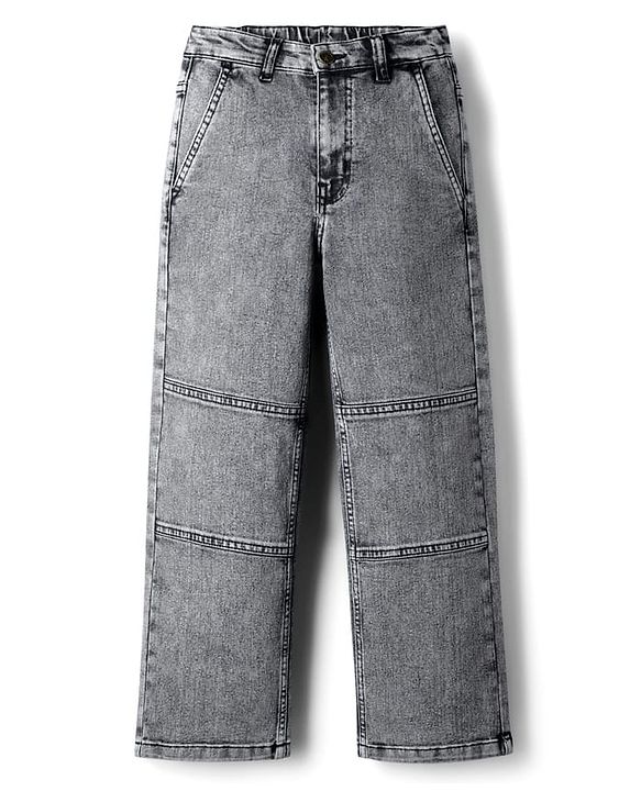 Pine Kids Woven Full Length Washed Jeans - Grey