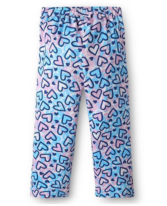 Pine Kids Single Jersey Knit Half Sleeves Co-Ord Night Suit with Heart Print - Tanager Turquoise