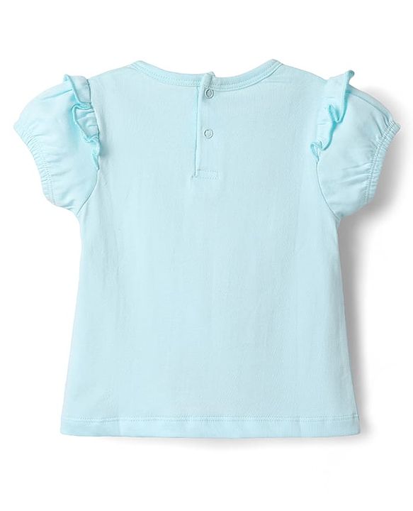 Babyhug Single Jersey Knit Half Sleeves Top & Skirt Set With Belt and Heart Print - Pink