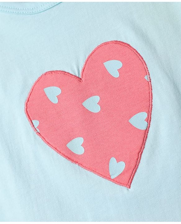 Babyhug Single Jersey Knit Half Sleeves Top & Skirt Set With Belt and Heart Print - Pink