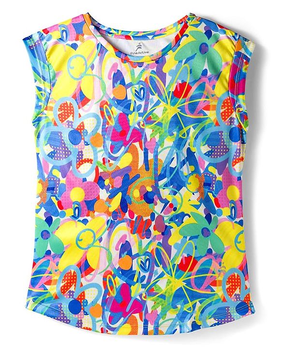 Pine Active Knit Half Sleeves High Stretch T-Shirt With Splash Print - Multicolour
