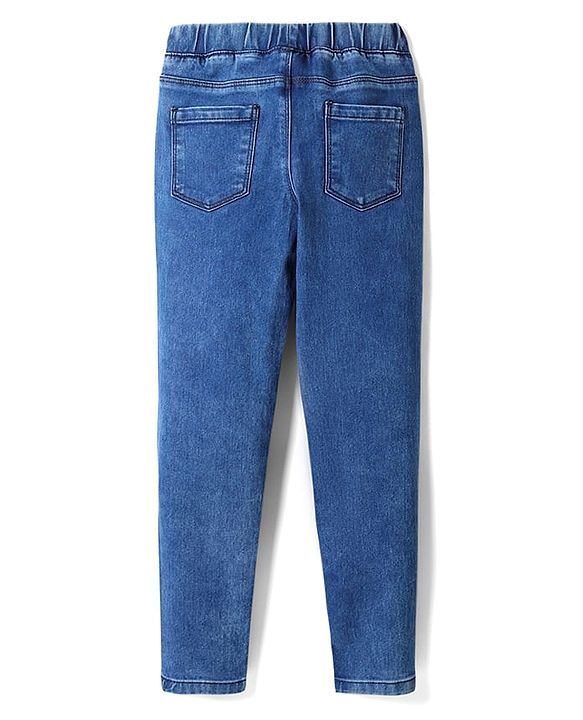 Pine Kids Woven Ankle Length Washed Denim Jeggings - Blue