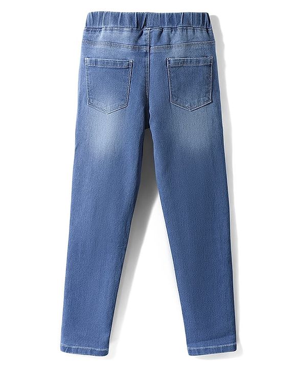 Pine Kids Woven Ankle Length Washed Denim Jeggings - Blue
