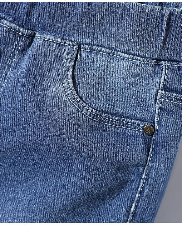 Pine Kids Woven Ankle Length Washed Denim Jeggings - Blue